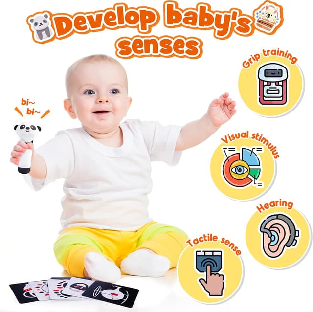 Detalle de HappyKidsClub Black and White Sensory Toys for 0–6 Months 👶