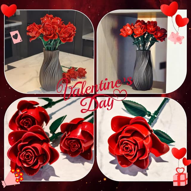 Thumbnail 5 de Rot Rosenstrauß Bausatz 12 künstliche Rosen