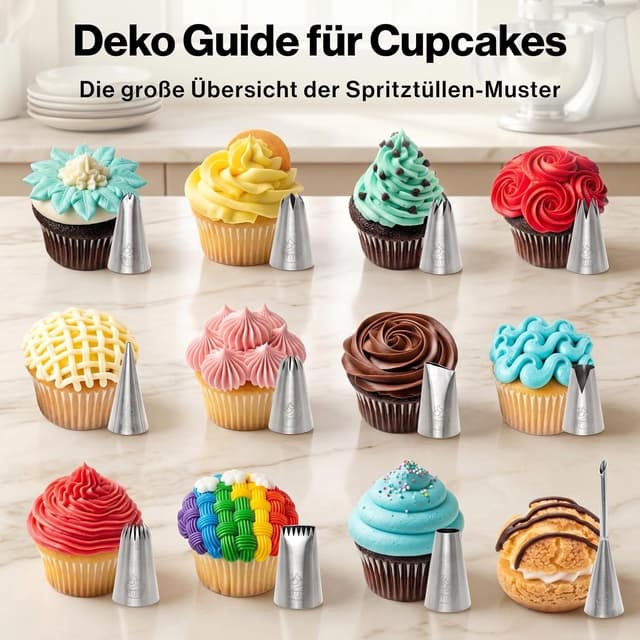 Detalle de EDELHAUS Premium Spritzbeutel-Set 2-teilig (17-teilig) mit Edelstahldüsen, 30 cm & 40 cm