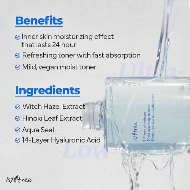 Detalle de ISNTREE Ultra-Low Molecular Hyaluronic Acid Toner (300 ml): il toner all’acido ialuronico per rinfrescare e idratare