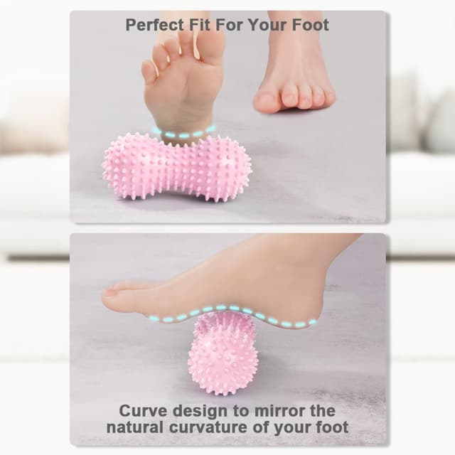 Detalle de URAQT Palline da Massaggio in PVC con punti (3 pezzi) per automassaggio fitness: rosa, giallo e azzurro