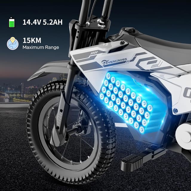 Detalle de EVERCROSS EV13M moto électrique enfant 150 W, 8/16 km/h, frein à disque et autonomie jusqu’à 12 km