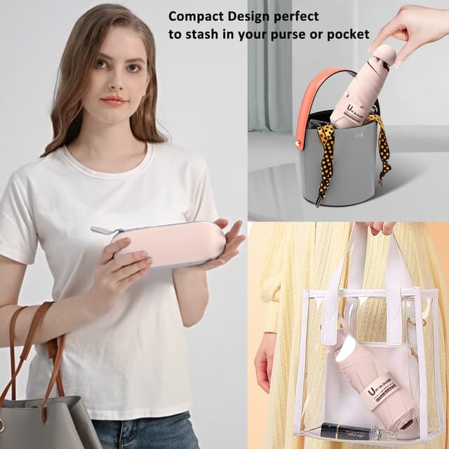 Detalle 2 de BAODINI Travel Mini Umbrella for Purse with Case (UPF 50+ UV Protection) – small compact pocket umbrella