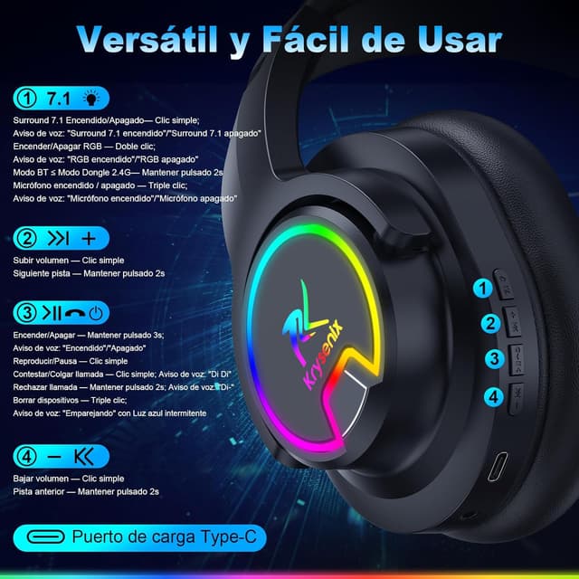 Thumbnail 5 de Krysenix PG3 2,4 GHz Cascos Gaming 48h