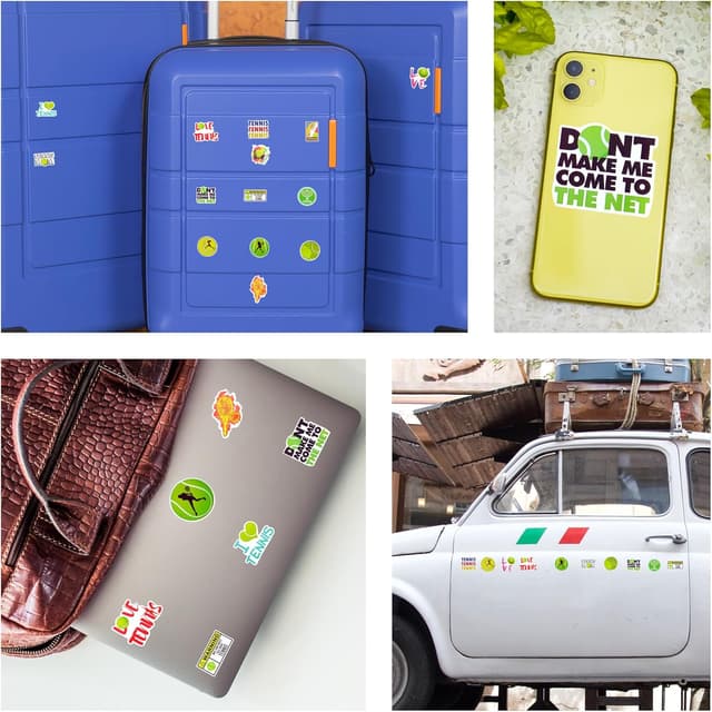 Detalle 2 de Tennis Stickers & Laptop Stickers Vinyl Pack (50 waterproof sports decals)