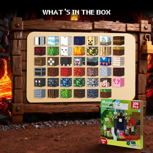 Detalle 2 de Innovakids Magnetic Blocks 200PCS Magnetic Building Tiles (Magma) for Ages 2–12