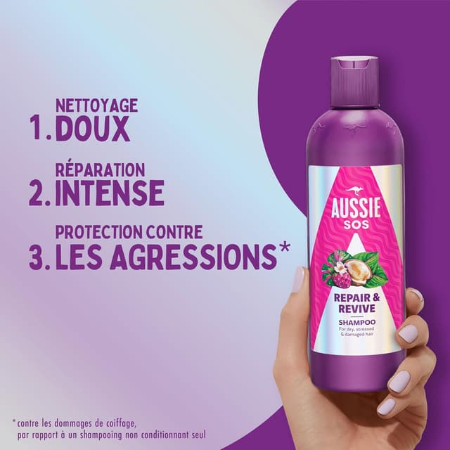 Detalle 2 de Aussie SOS Réparation 500ml Shampooing pour cheveux secs