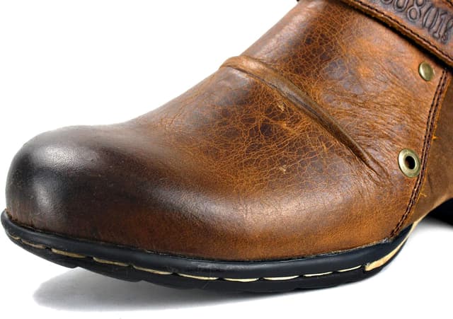 Thumbnail 6 de OSSTONE OS-5008-1-E Herrenstiefel aus Rindsleder mit Gummisohle und Reißverschluss (Biker Boots, Brown)