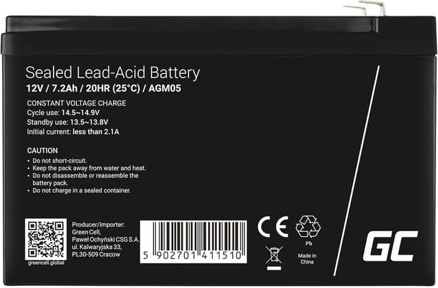 Detalle de Green Cell Batteria AGM 12V 7,2Ah 🔌