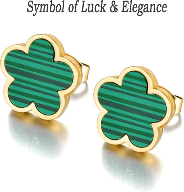 Detalle 2 de T TAKONE Kleeblatt Ohrstecker aus Edelstahl – elegante, hypoallergene Kleeblatt-Pins für Damen & Mädchen