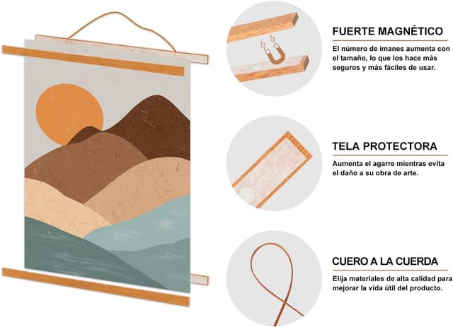 Detalle 2 de Benjia Posterleiste 45 cm Holz Magnetleiste