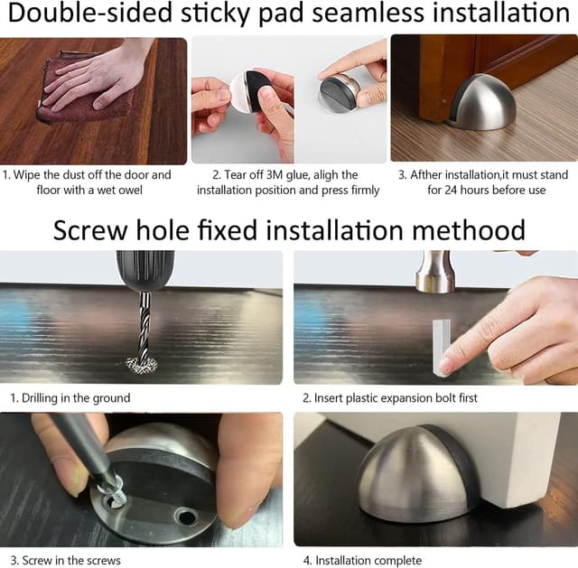 Detalle de Stainless steel floor door stoppers, 2 pack