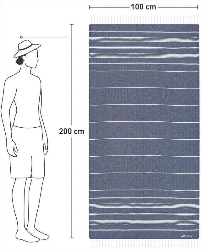 Thumbnail 3 de Fit-Flip Fouta Plage 100x200 Bleu Marine