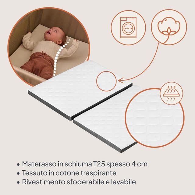 Detalle de Lionelo Alice Lettino da Viaggio 3 in 1: culla co-sleeping e box gioco pieghevole 104×70 cm