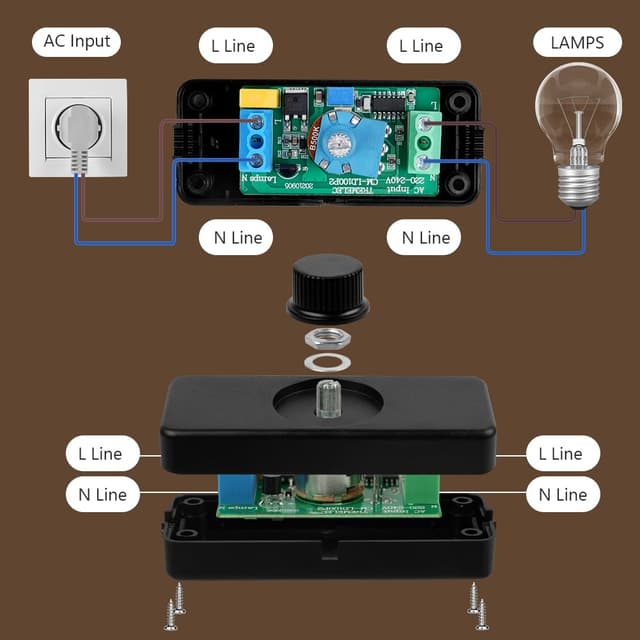 Detalle de AXFEE LED-Dimmschalter (1-Gang, Phasenabschnitt) für dimmbare LED/Glühlampe, schwarz
