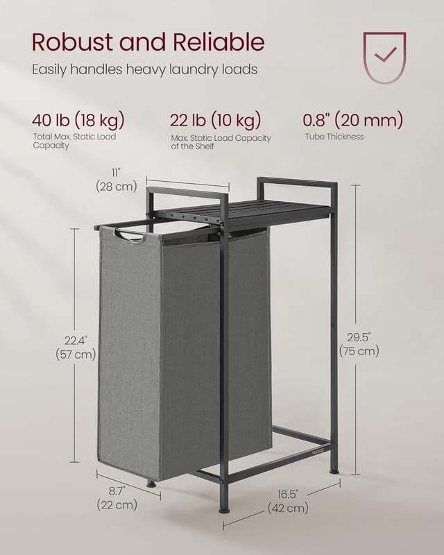 Detalle de Laundry basket with shelf 47 L