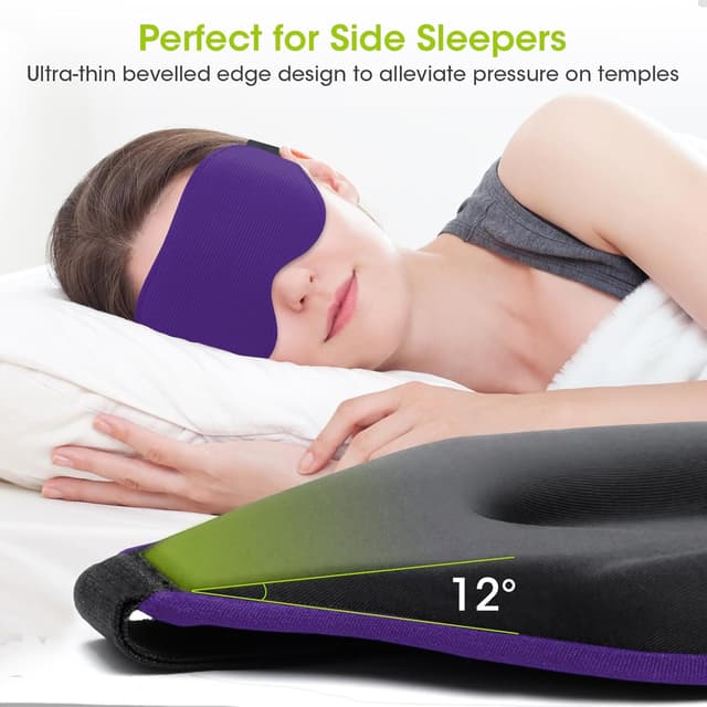 Detalle de Laitver 2025 Schlafmaske für Seitenschläfer – ergonomische 3D Lichtblocker Augenmaske, dunkellila