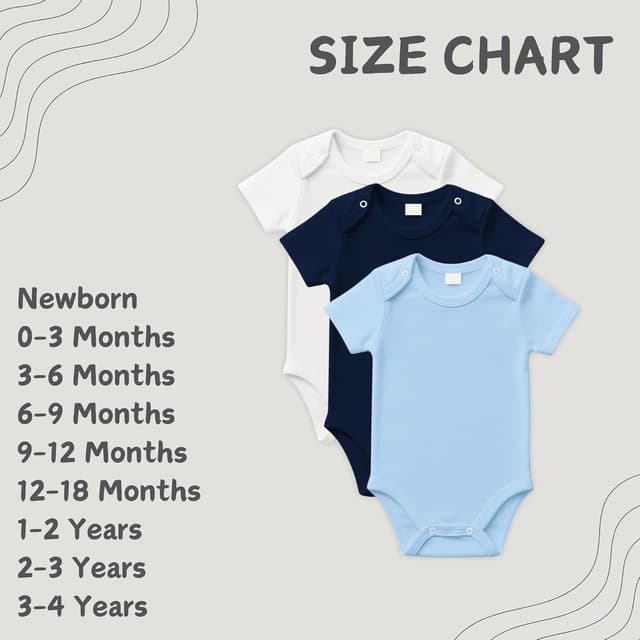 Detalle de rise&Raba Baby Bodysuit 3 Pack (0–4 Years) in 100% Organic Cotton – Half Sleeve Unisex Onesies