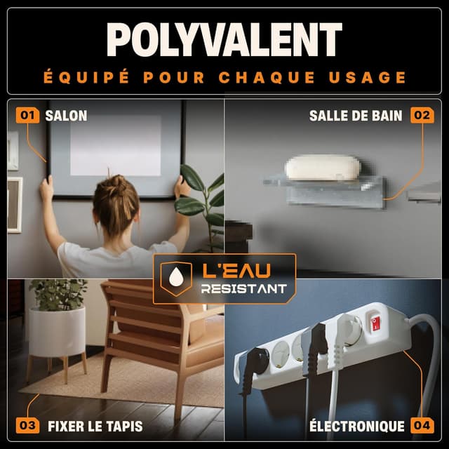 Detalle 2 de BAURIX Ruban adhésif double face extra fort – 2 m 📐