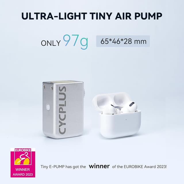 Detalle 2 de CYCPLUS AS2 Tiny E-Pump – ultrakleine elektrische Fahrradpumpe (100 PSI, Akku, kein Manometer)