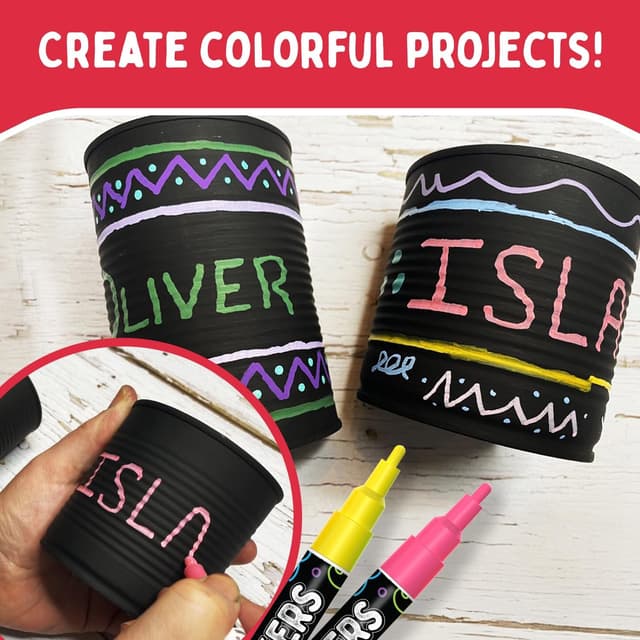 Thumbnail 6 de Chalkola 20 Fine Tip Liquid Chalk Pens for Blackboard (3mm reversible tips, neon, pastel, gold & silver)