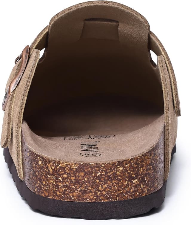 Detalle de KIDMI Unisex Vegan Suede Clogs Mule Clogs with Cork Footbed and Arch Support
