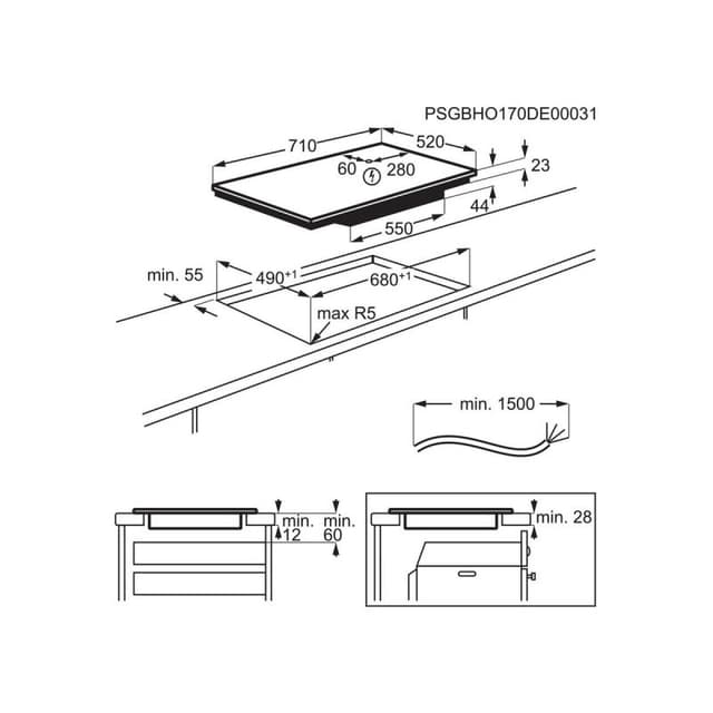 Thumbnail 3 de Electrolux EIV734 placa inducción 68 cm