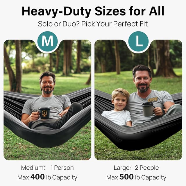 Detalle 2 de Kootek Camping Hammock with Tree Straps & Attached Carry Bag (Portable Camping Hammock)