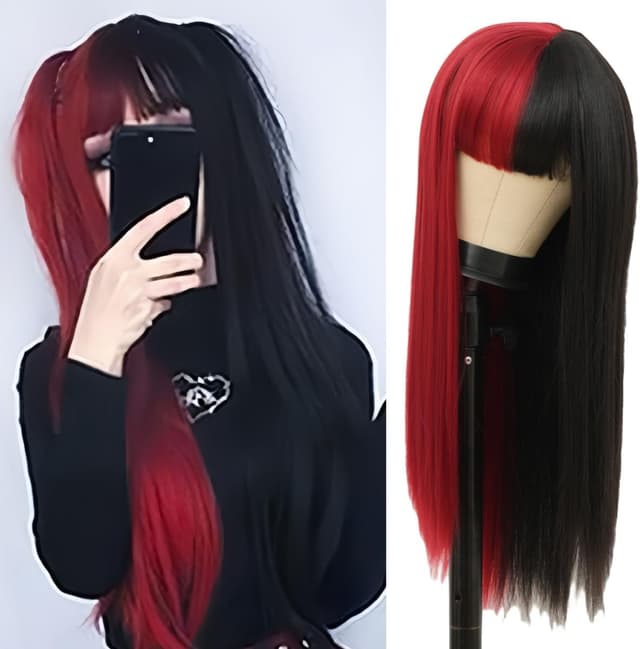 Thumbnail 2 de Salaibs Halb Grün Halb Schwarz Perücke 21–23" 🎭