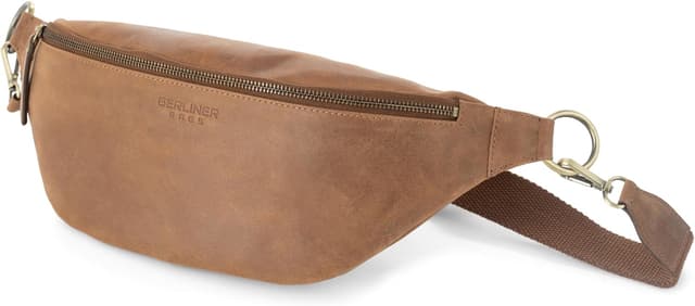 Detalle de Berliner Bags Mona – sac banane en cuir avec sangle réglable (marron)