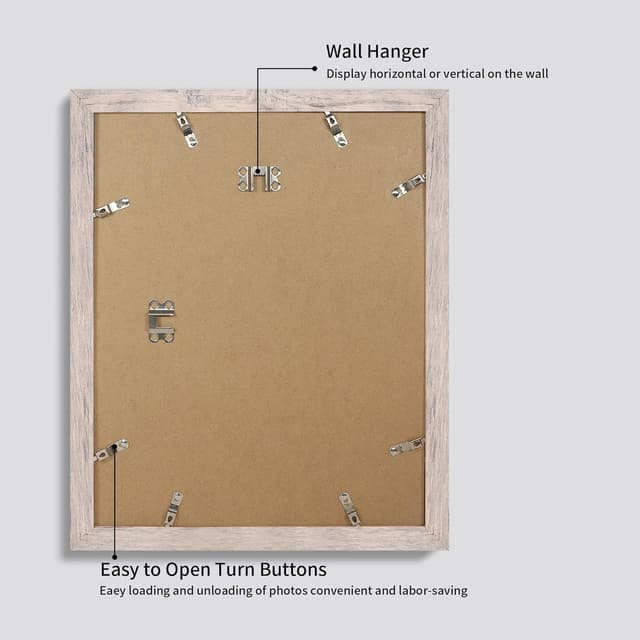 Detalle 2 de iRahmen 11x14 Picture Frame Set of 4 with Tempered Glass (Smoke Gray, Rustic Wood Look)