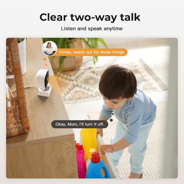 Detalle de 2K Home Security Cameras (2-Pack) by VSMAHOME — Indoor/Outdoor Wired Plug & Play with Color Night Vision, 2-Way Audio, 24/7 Recording