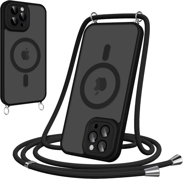 Detalle de Pnakqil Cover magnetica con cordino per iPhone 14 Pro compatibile MagSafe (nero)