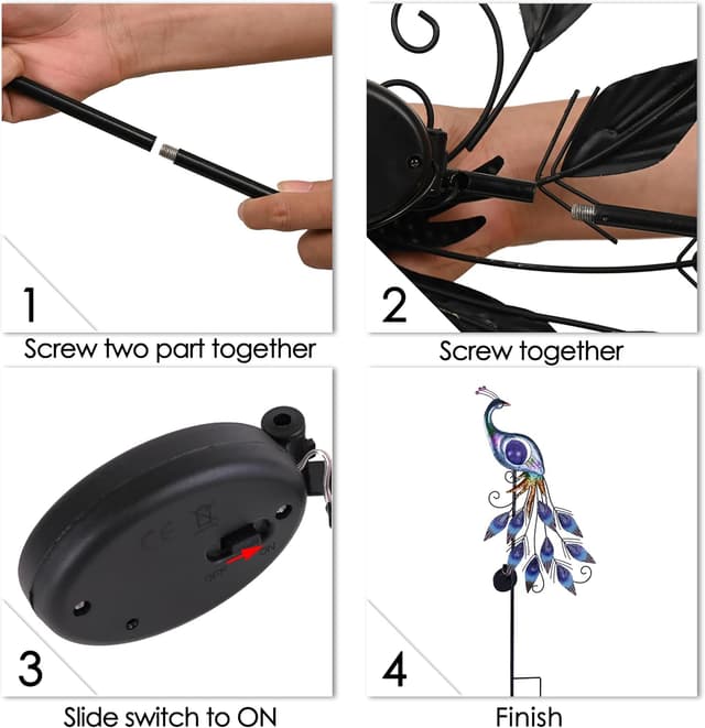 Thumbnail 6 de TERESA'S COLLECTIONS Garden Peacock Solar Light 24inch 🧪