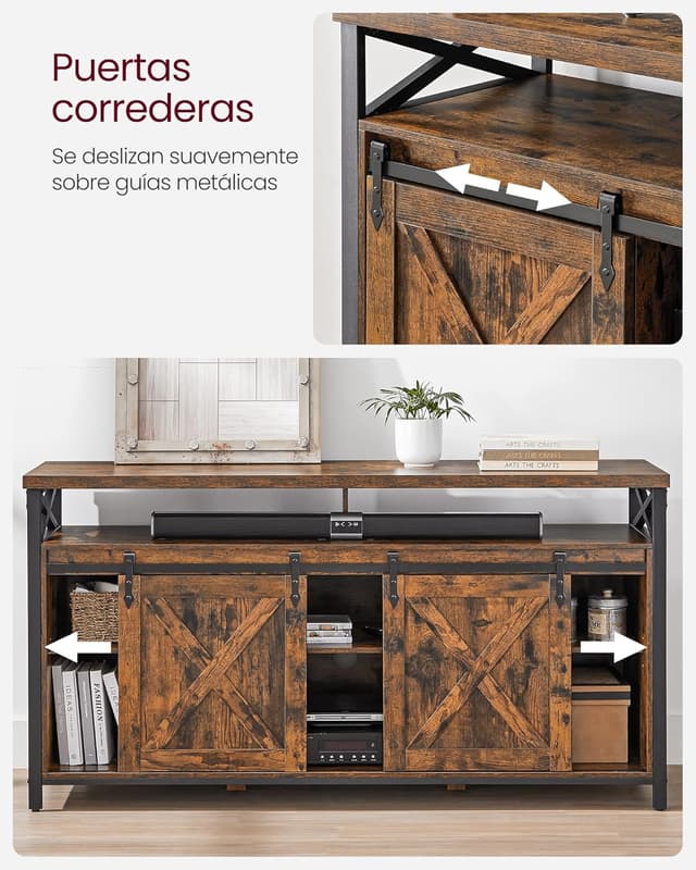 Detalle 2 de VASAGLE LTV071B01V1: Mueble TV Rústico con Estantes y Puertas 🚪