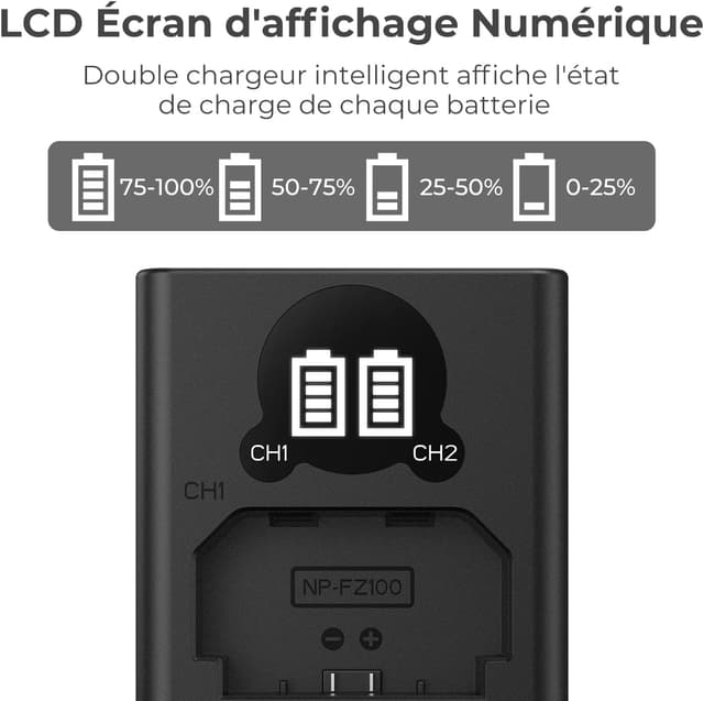Thumbnail 1 de K&F CONCEPT NP-FZ100 Chargeur double 2 emplacements
