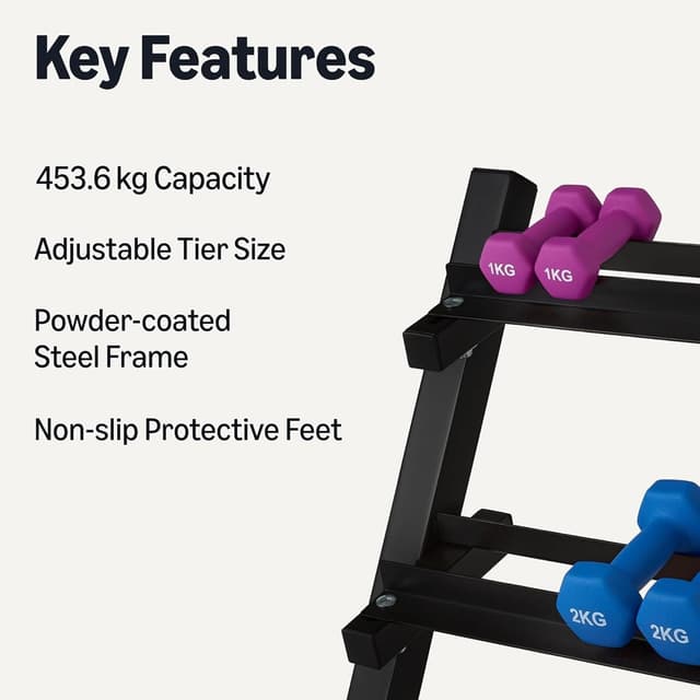 Detalle 2 de Amazon Basics 3 Tier Adjustable Dumbbell Weight Rack (Stand Only) in Black