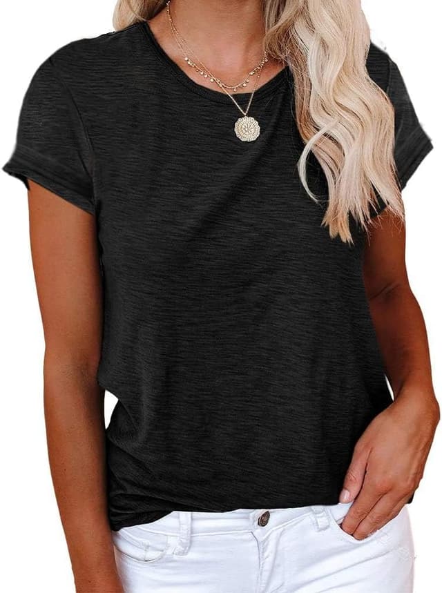 Detalle 2 de Cicy Bell Damen T-Shirt mit Rundhalsausschnitt – kurzarm, lässig und bequem aus Baumwoll-Mix