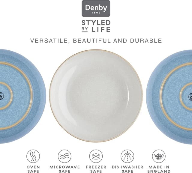 Detalle de Denby Elements Blue Pasta Bowls Set of 4 1050ml