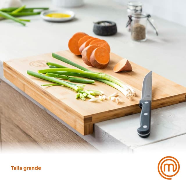 Detalle 2 de MasterChef Tabla de Corte de Bambú 🥘 Sostenible y Antideslizante
