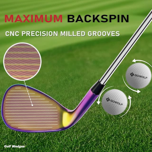 Detalle de Gowolf Forged CNC-Milled Golf Wedges (50–60 plus 69) — Right-Hand Full-Face Spin Control
