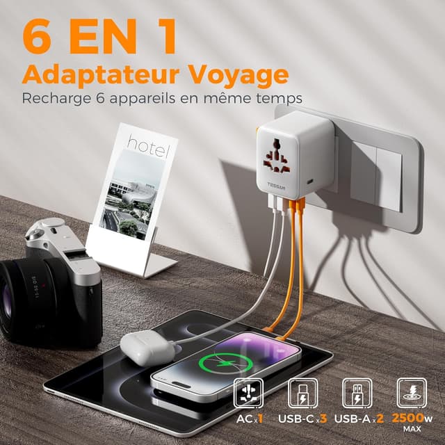 Detalle 2 de TESSAN Adaptateur universel 2500 W 🔌
