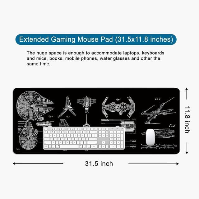 Thumbnail 4 de WYDUCVI Black Gaming Mouse Mat 31.5×11.8in 🖱