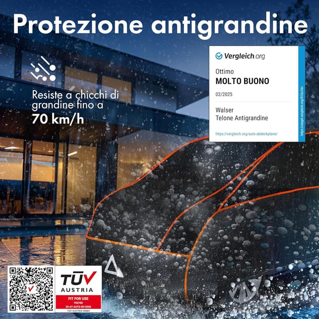 Detalle de WALSER Perma Protect telone di copertura per trasportatore certificato TÜV, antigrandine (misura 12) per VW T4/T5/T6 e altri