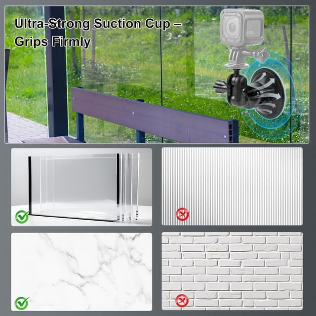 Detalle 2 de PULUZ 1/4 Arm Saugnapfhalterung für Actioncams