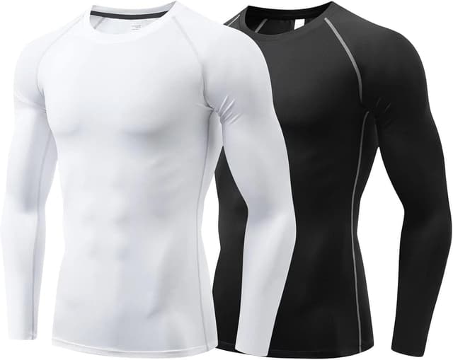 Detalle de Sillictor Mens Compression Base Layer Top – Quick Dry Long Sleeve Running & Sports Underlayer