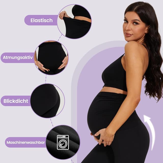 Detalle 2 de DDOBB Damen Umstandsleggings mit Taschen (High Waist) für Schwangerschaft, Yoga & Alltag