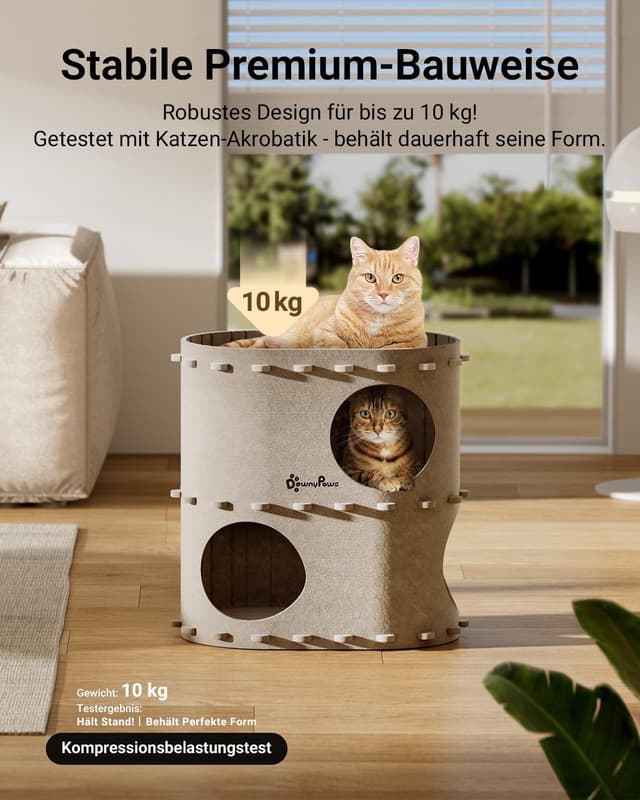 Detalle 2 de DownyPaws Katzenhöhle 2-stöckig 50 cm