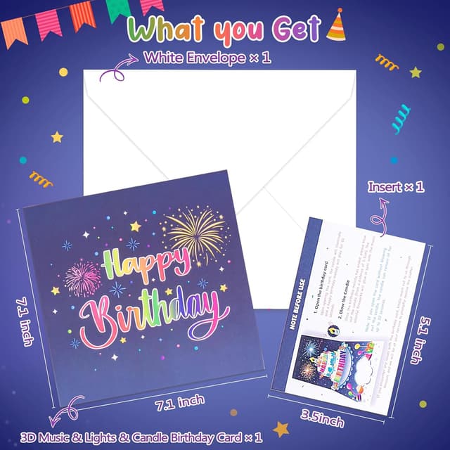 Detalle 1 de Birthday music and lights card with 7.1 inch