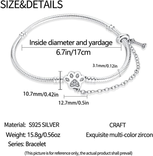 Detalle de LNQOBU Damen-Armband aus 925 Silber mit Schlangen-Charm und funkelndem Herzverschluss